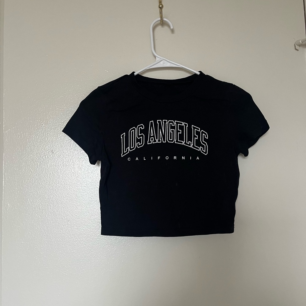 Black Los Angeles California Crop Top